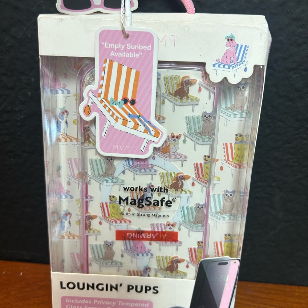 MVMT Clear MagSafe Case with Multicolor Puppy Lounge Print IPhone 15 Pro Max